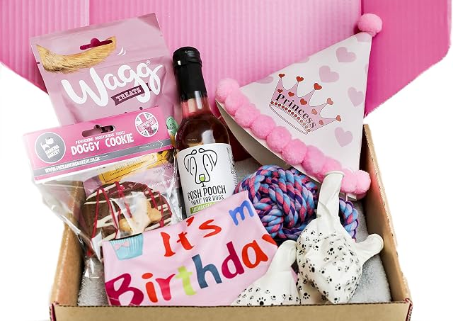 Dog Birthday | Birthday Gift Box for Dogs | Dog Gift Box | Puppy | Dog Gift Set | Dog Gift Box Hamper | Dog Box | Dog Toys | Dog Present Box | Gift Set | Dog Hamper | Dog Birthday Gift | Pink Box
