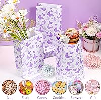 Vista 3 de Spakon 24 bolsas de regalo de mariposa moradas a granel para primavera y verano, bolsas de regalo de mariposa degradadas pequeñas para fiestas