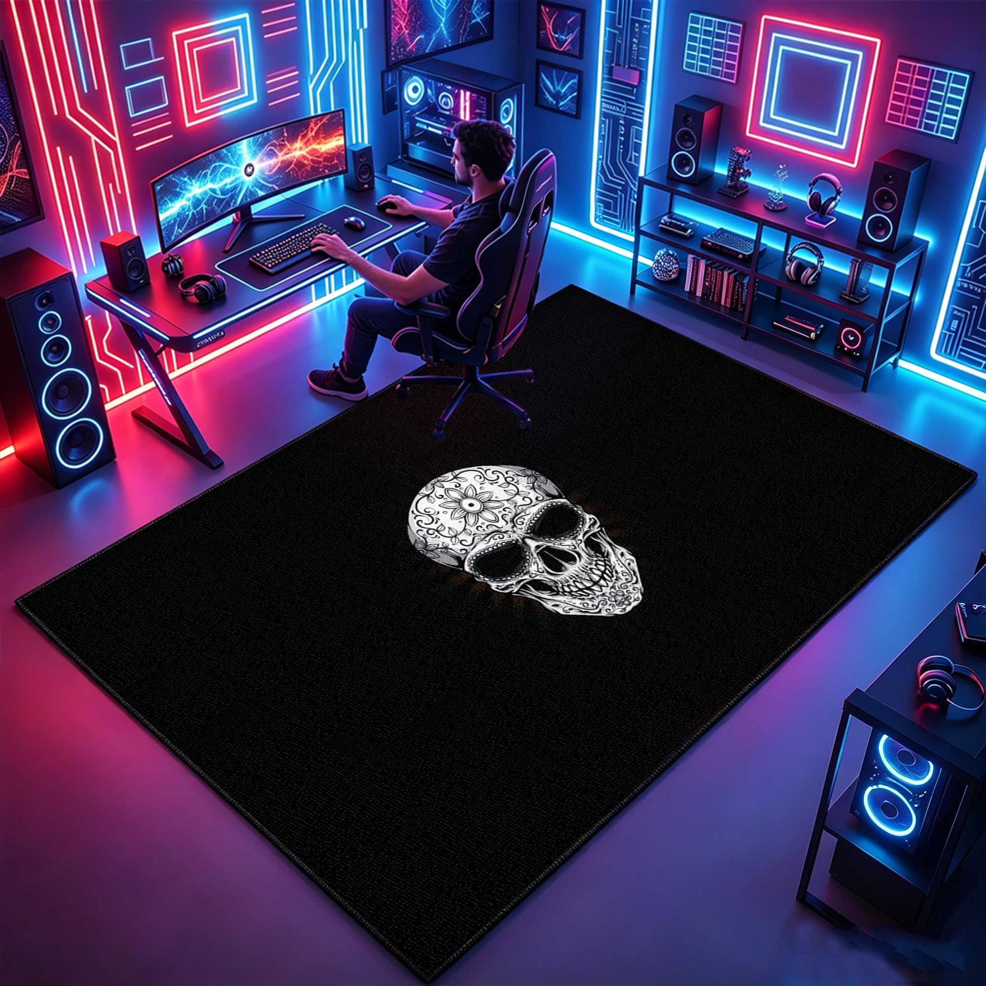 Tapis gamer manette de jeu 3D antidérapant grand format 60x90 cm lavable