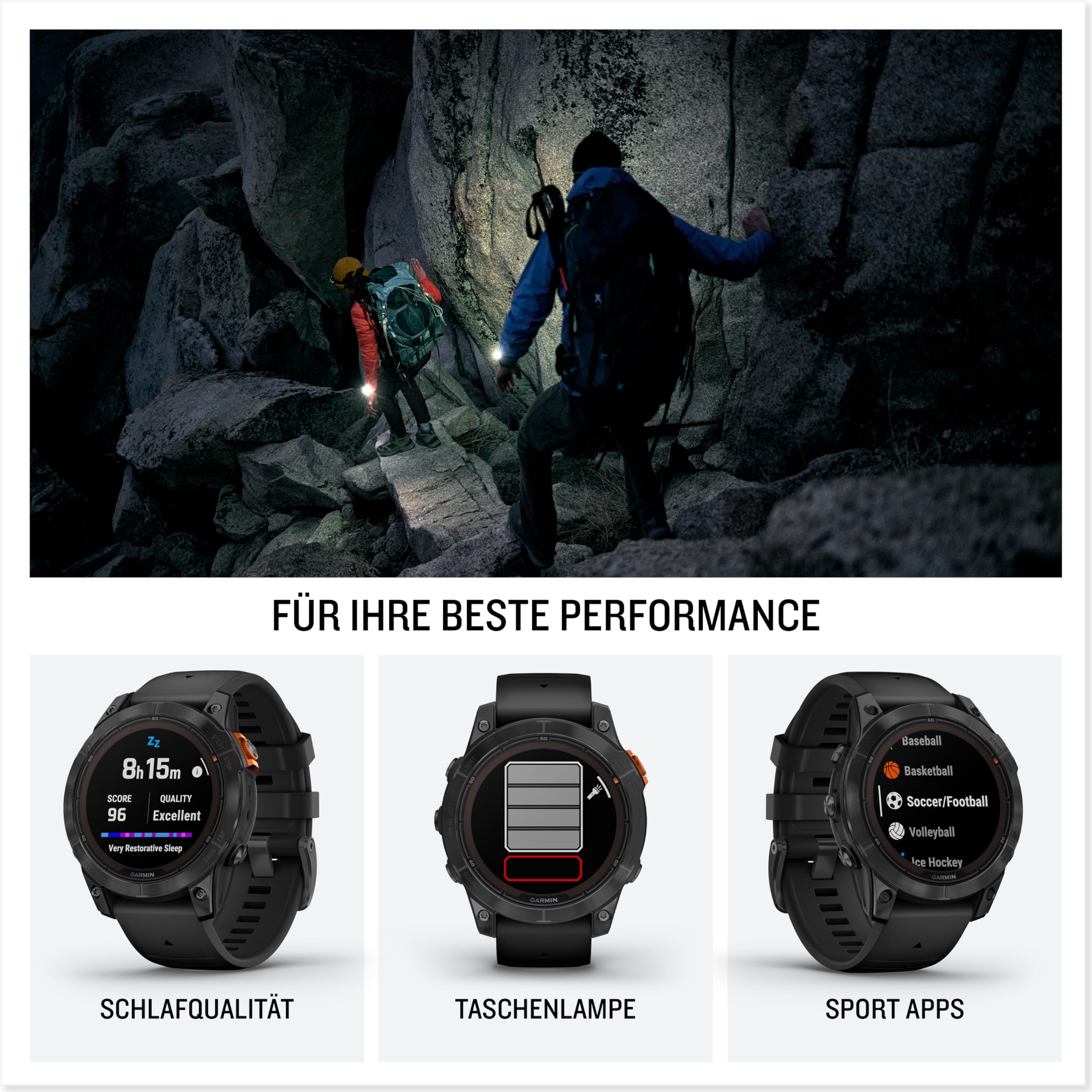 Garmin fēnix 7X Pro 51mm GPS-Multisport-Smartwatch mit Solarladelinse, bis zu 37 Tage Akkulaufzeit, Farbdisplay, Touch-/Tastenbedienung, TOPO-Karten