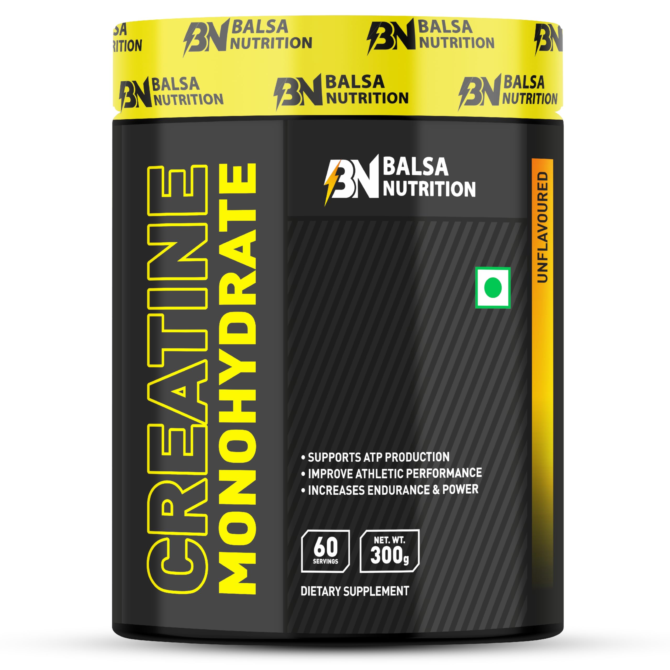 Balsa NutritionCreatine Monohydrate Powder- 300g, 5g Per Serving (Unflavored) | Supports Muscle Strength, Workout & Performance Recovery, Produce Energy, Immune Booster | Non- GMO