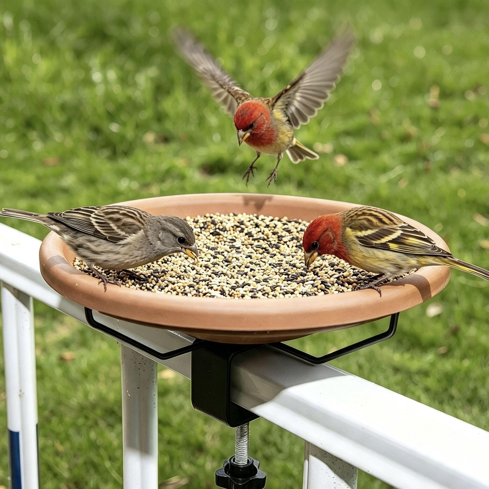 Hanizi Baignoire pour Oiseaux, 30,5 cm, Balustrade de Balcon, Bains d'oiseaux Non chauffés, Baignoire pour Oiseaux, Pince Amovible