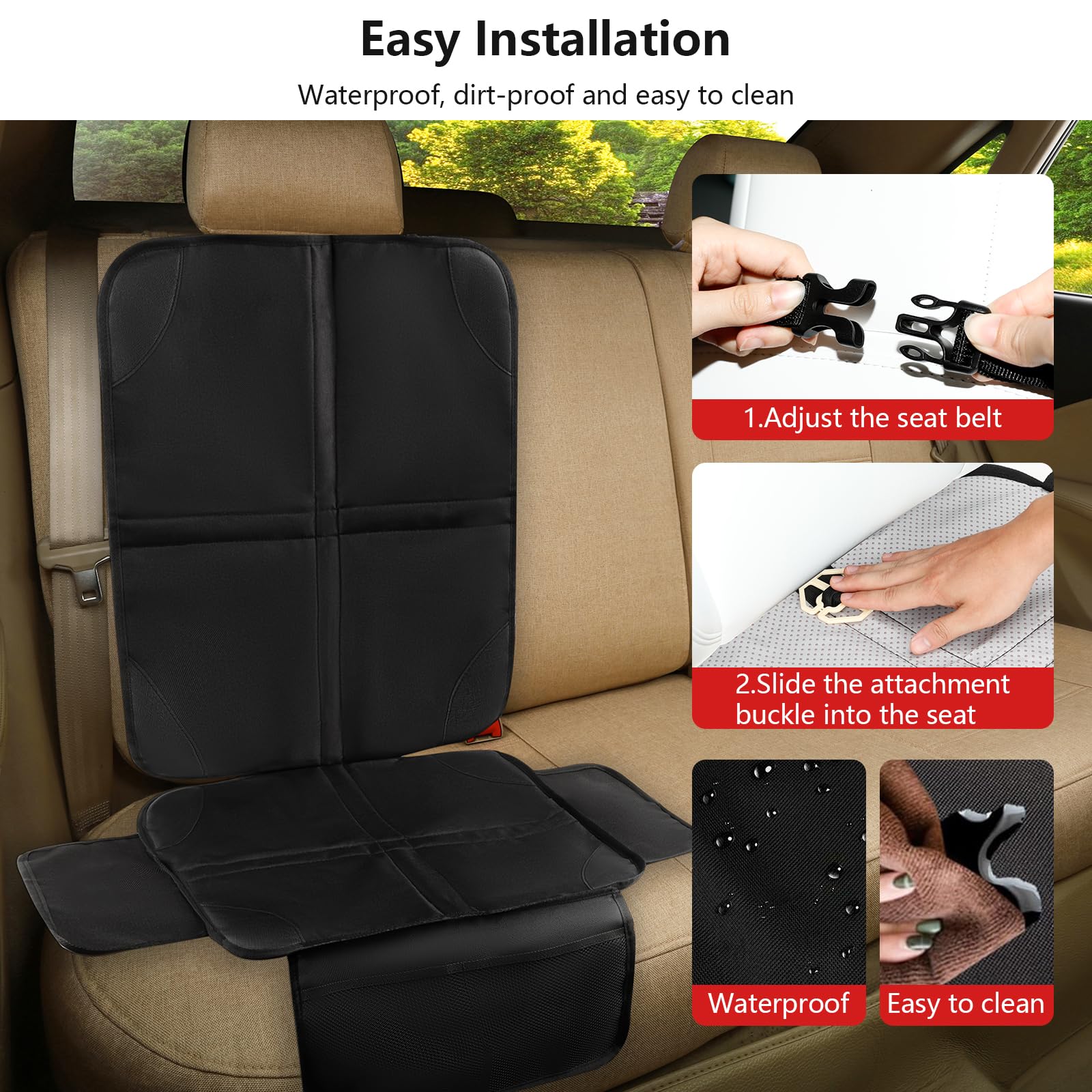 Romon Protezione Sedile Auto, 2 Pezzi Protezioni Per Seggiolino Copri Protettori Sediles Coprisedile Car Impermeabile in Tessuto per Bambini Cane con 2 Tasche Portaoggetti Universale per Suv Berlina