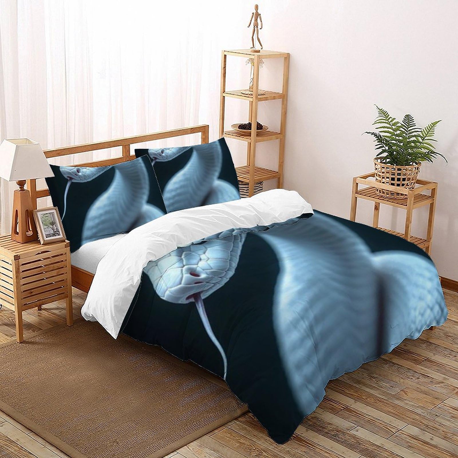 Housse de couette serpent avec impression 3D relief en microfibre King size
