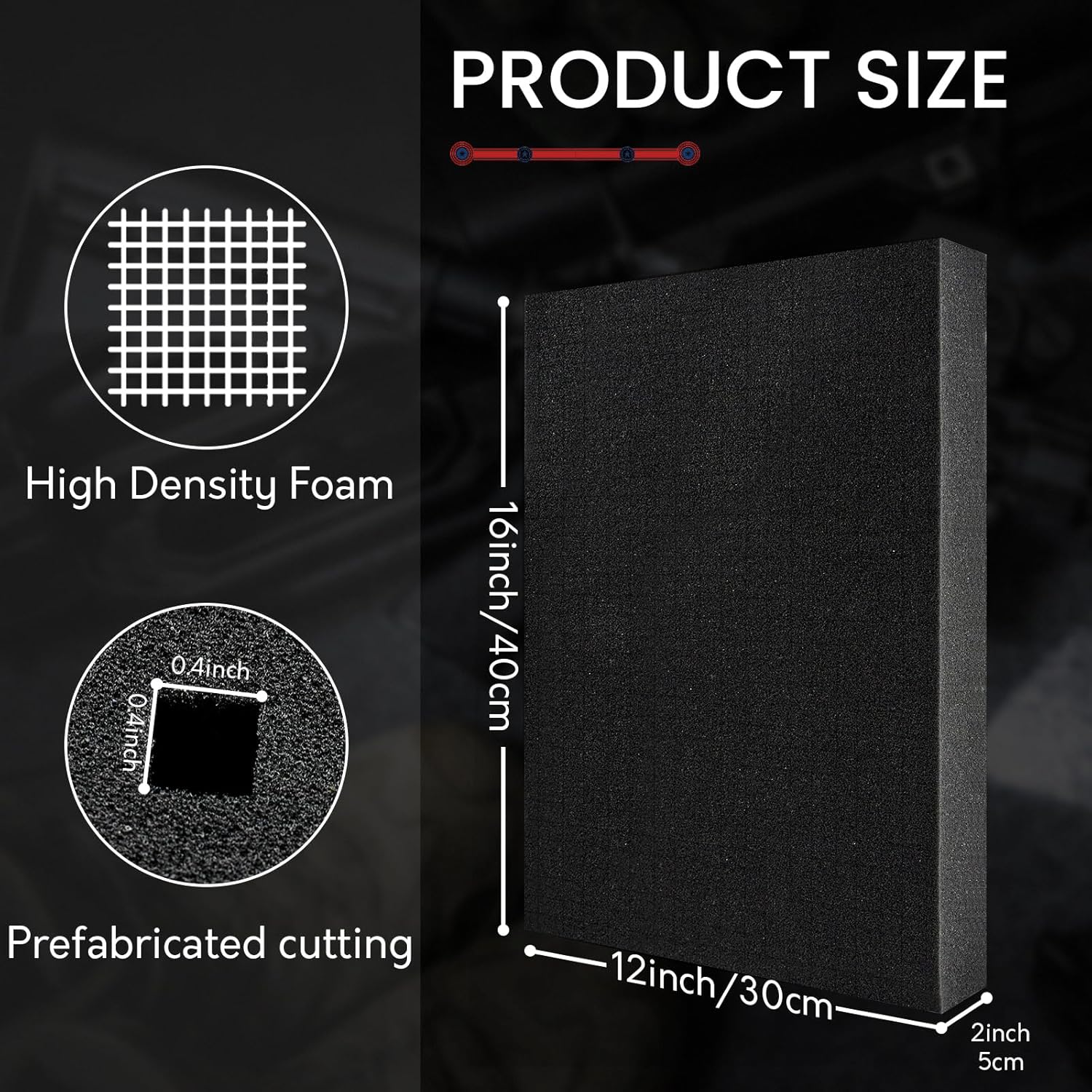 6 Pack Gun Case Foam - 16x12x2 Inch Pick and Pluck Foam Inserts for Cases - Customizable, Black High Density Polyurethane Packaging Sheet Padding for Craft, Cameras, Toolboxes and Guns Storage