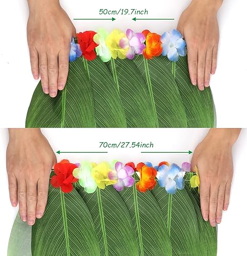 Vista 4 de PHOGARY 7 Pack Hawaiian Flower Leaf Hula Skirt Costume Accessory Kit for Hawaii Luau Party