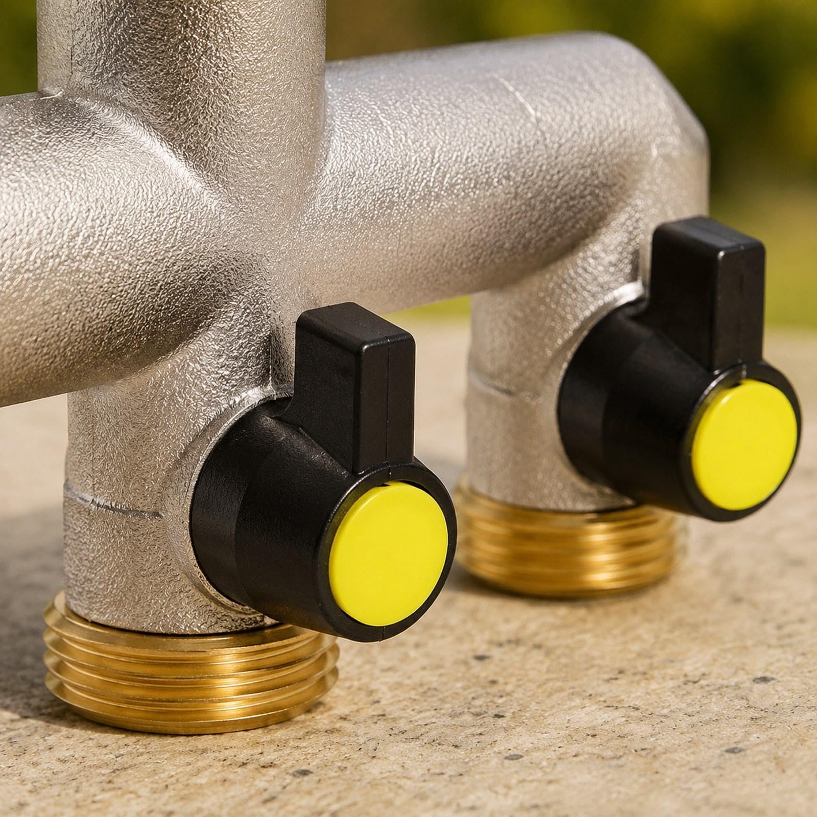 Sdoppiatore Tubo da Giardino Connettore Valvola Ottone Rubinetto Estensione Facile Utilizzo Adatto per Prato Giardino Spazio Commerciale Irrigazione, Nero Giallo