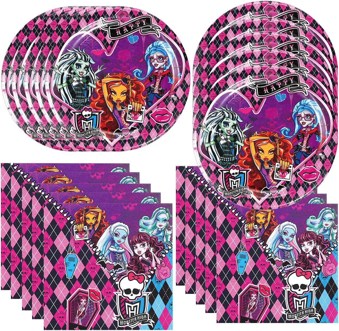 40Pack monster-high birthday Party Supplies include 20 plates, 20 napkins for the monster-high Party Decoration