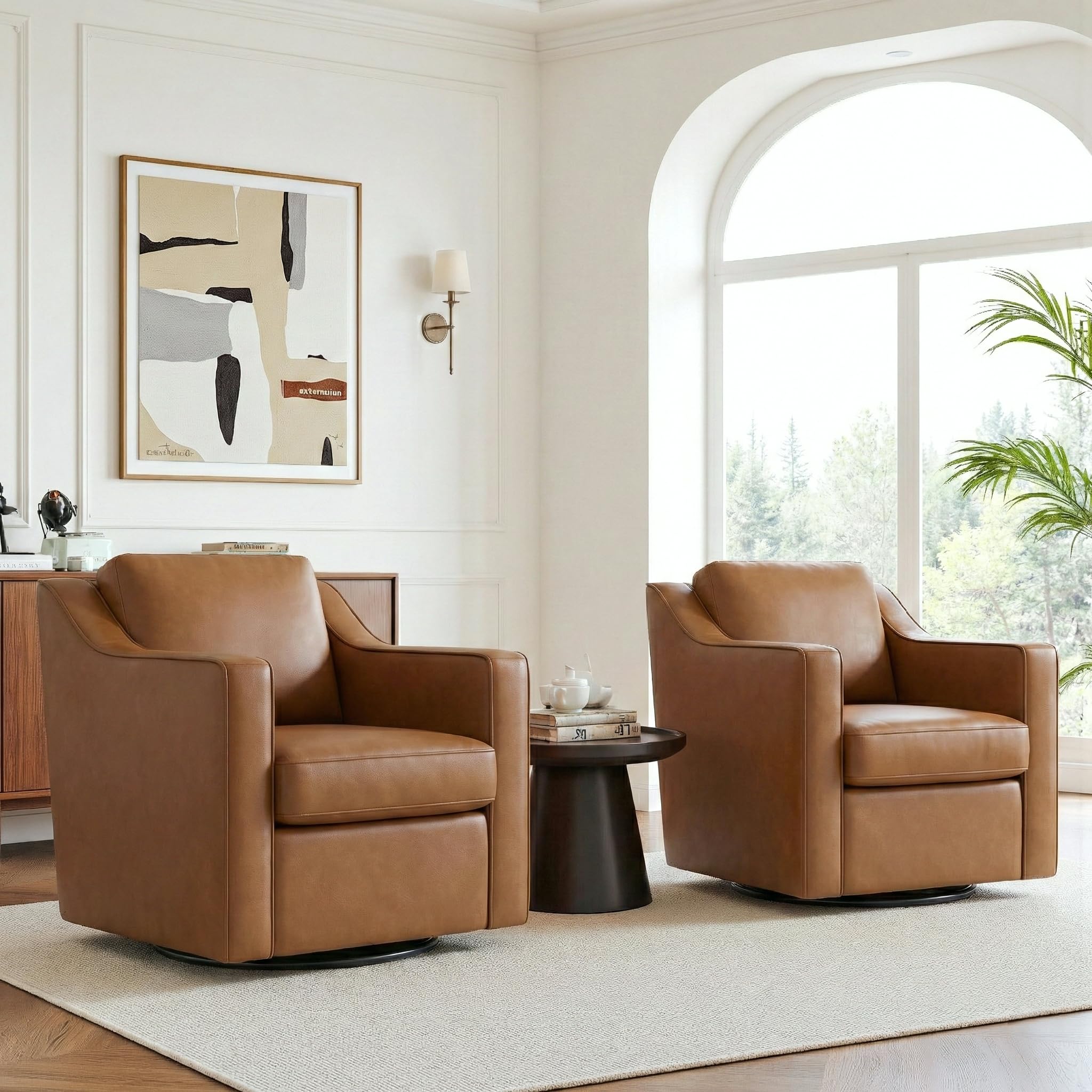 Qatiby Swivel Faux Leather Armchair Set of 2