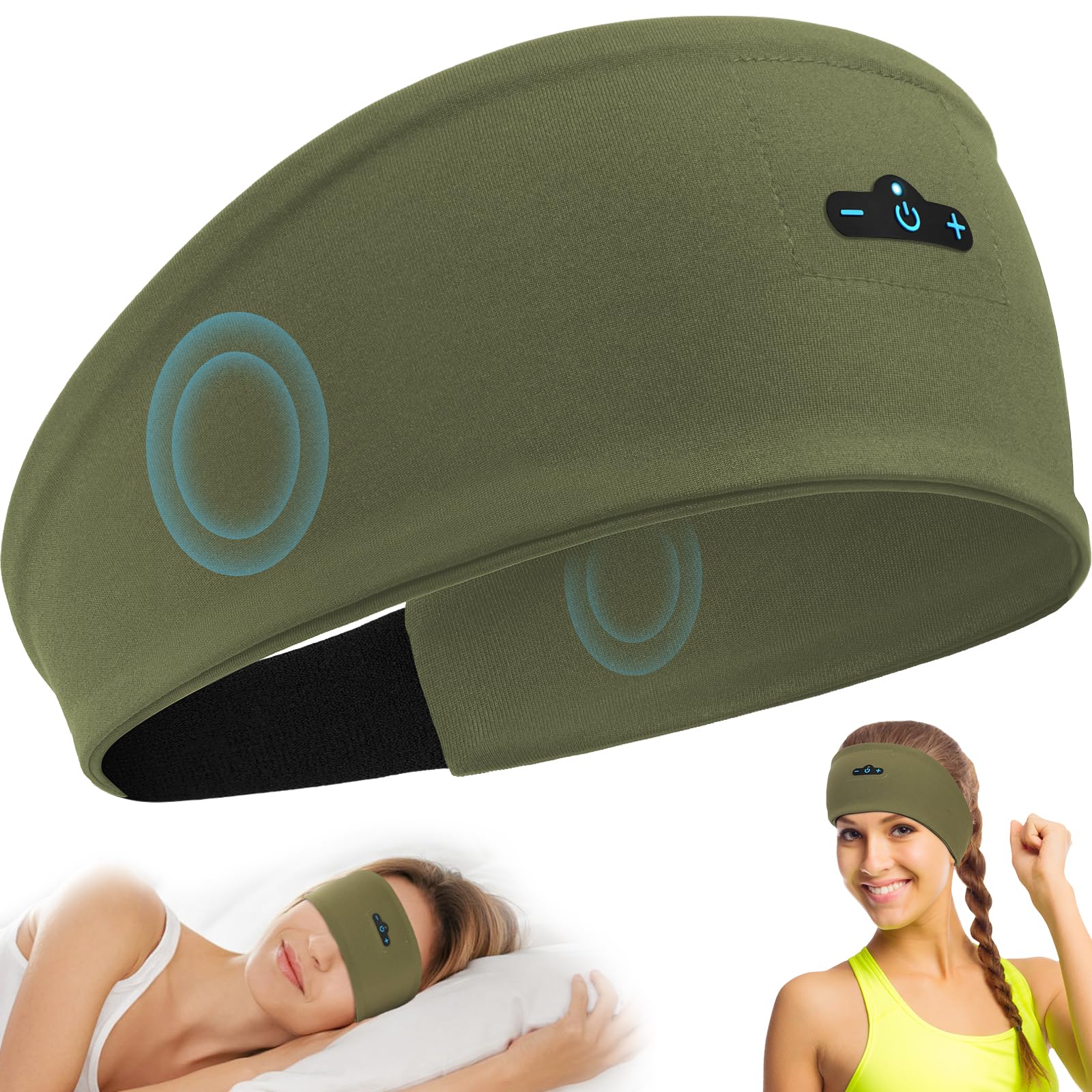 TOPIEI Sleep Headphones Bluetooth Headband for Side Sleeper, 17 Hour Playtime, Wireless Headband Headphones with HD Stereo Speakers for Workout,