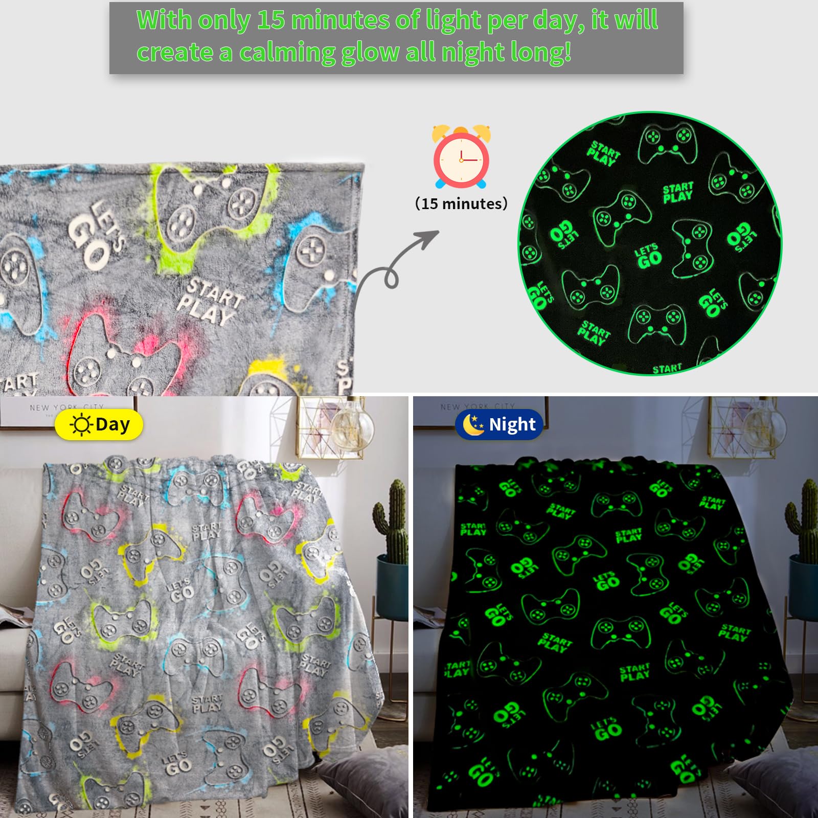 Coperta luminosa al buio, regalo per ragazze, coperta luminosa per bambini e adulti, coperta in flanella morbida e accogliente per bambini, decorazione di compleanno per camera da letto