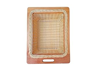 WBS Wicker Basket for Modular Kitchen For Vegetables and Fruits Storage (16.5 Inches Width ) (16.5 WX 20 L X 6 Inches)(Rattan, Brown Off-White)