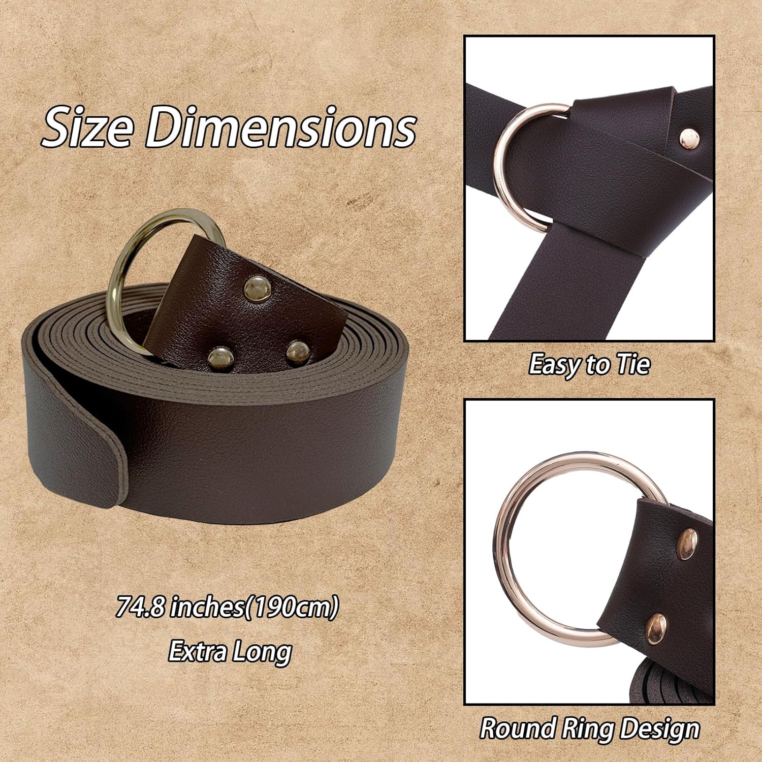 Medieval Belt with Sword Sheath, Leather Viking Belt and Frog Sword Scabbard Set, Renaissance Pirate Holster - Image 3