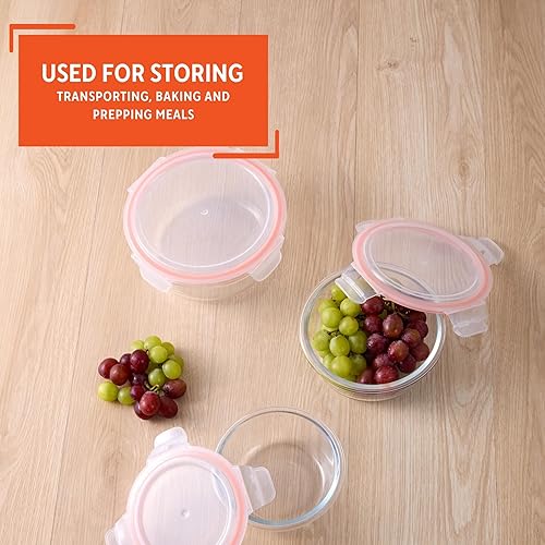 Miniatura 5 de IMUSA Recipientes de vidrio para almacenamiento de alimentos con tapas, juego de 6 piezas, recipientes de borosilicato para preparación de comidas