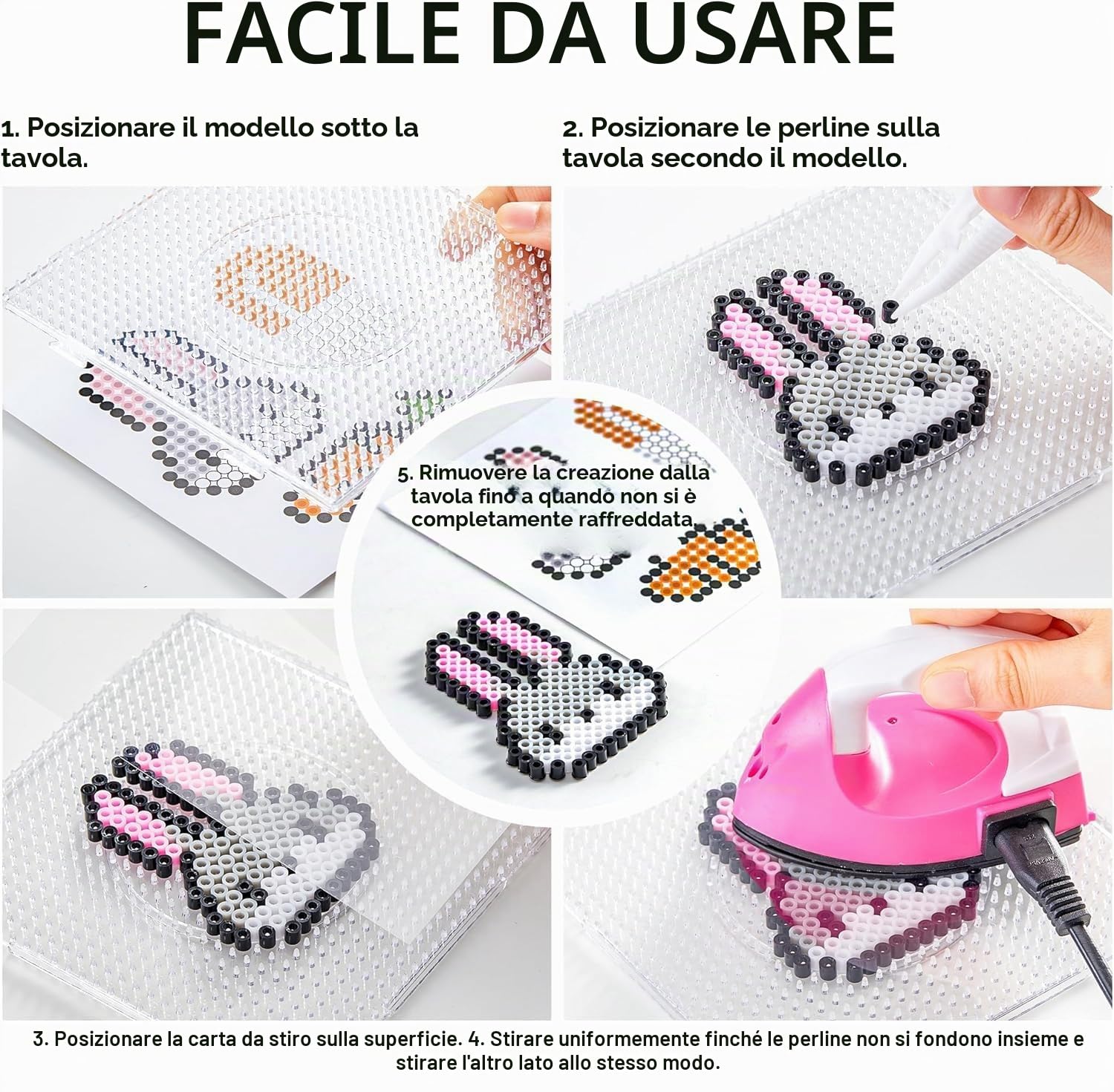 Vytung Perline da Stirare,13000Pz 5mm Fusione Set,220 modelli,Pegboard,Pinzette, Carta da Stiro, Bambini DIY Perline Artigianali,Set Gioco Creativo Natalizio