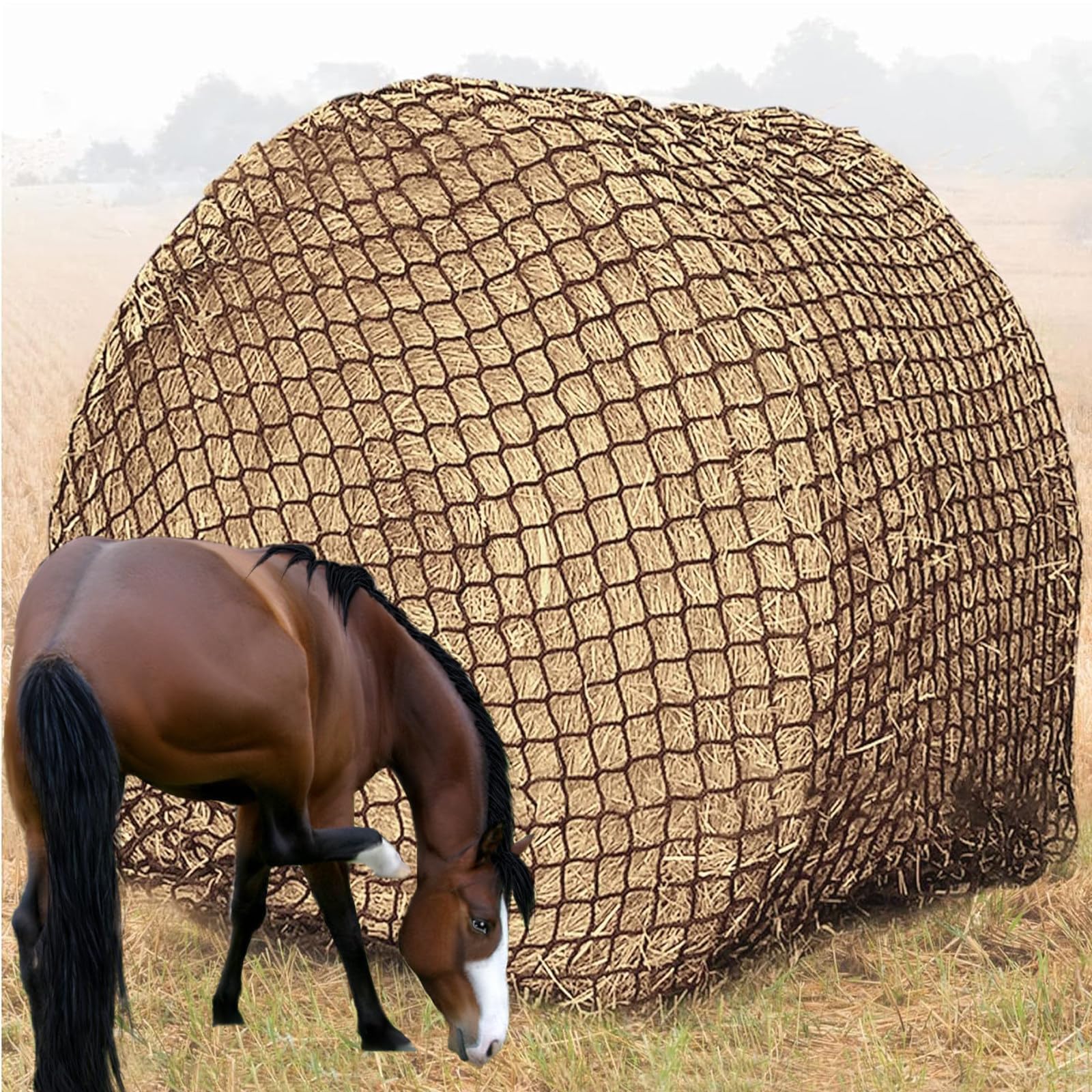 Comedero para caballos Bolsa de malla de heno Alimentación lenta Mula Contenedor paja Alimentación Aves de corral Conejo Red heno para caballos Paddock redondo Pe Cuerda trenzada alta resistencia,L