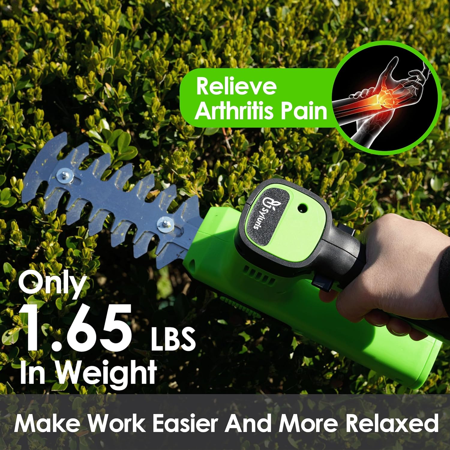 12V Cordless Hedge Trimmer & Grass Shear, 2-in-1 Electric Handheld Shrubbery Trimmer with Battery and Charger Included, Lightweight Garden Bush Cutter for Lawn & Yard Maintenance