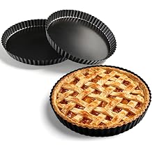 2 Pack 9 Inch Tart Pan,Removable Bottom,Nonstick Carbon Steel Quiche Pan
