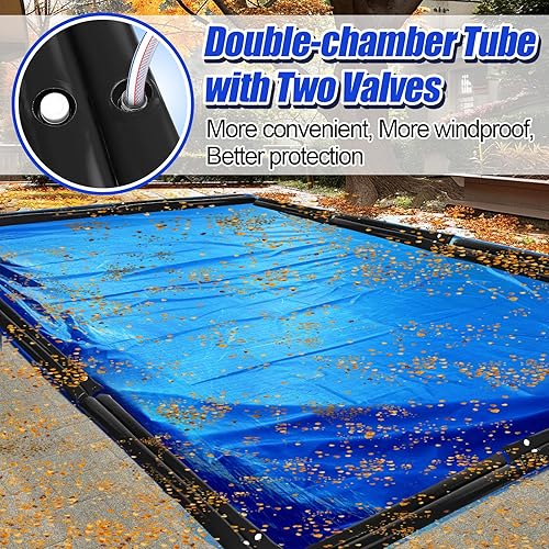 Miniatura 5 de Paquete de 3 tubos de agua de invierno de doble cámara de 8 pies de grosor para cubiertas de piscina, bolsas de agua de PVC resistentes de 0.016 in