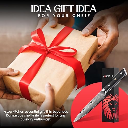 Miniatura 7 de YOKASHI - Cuchillo de cocina de 5 pulgadas, cuchillo japonés de 67 capas de acero damasco, mango VG-10 de tang completo - Cuchillo de cocina para