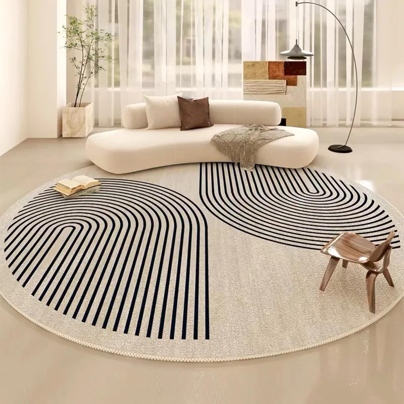 Tapis de chambre vert doux rond 120 cm pour pied de lit chaleureux