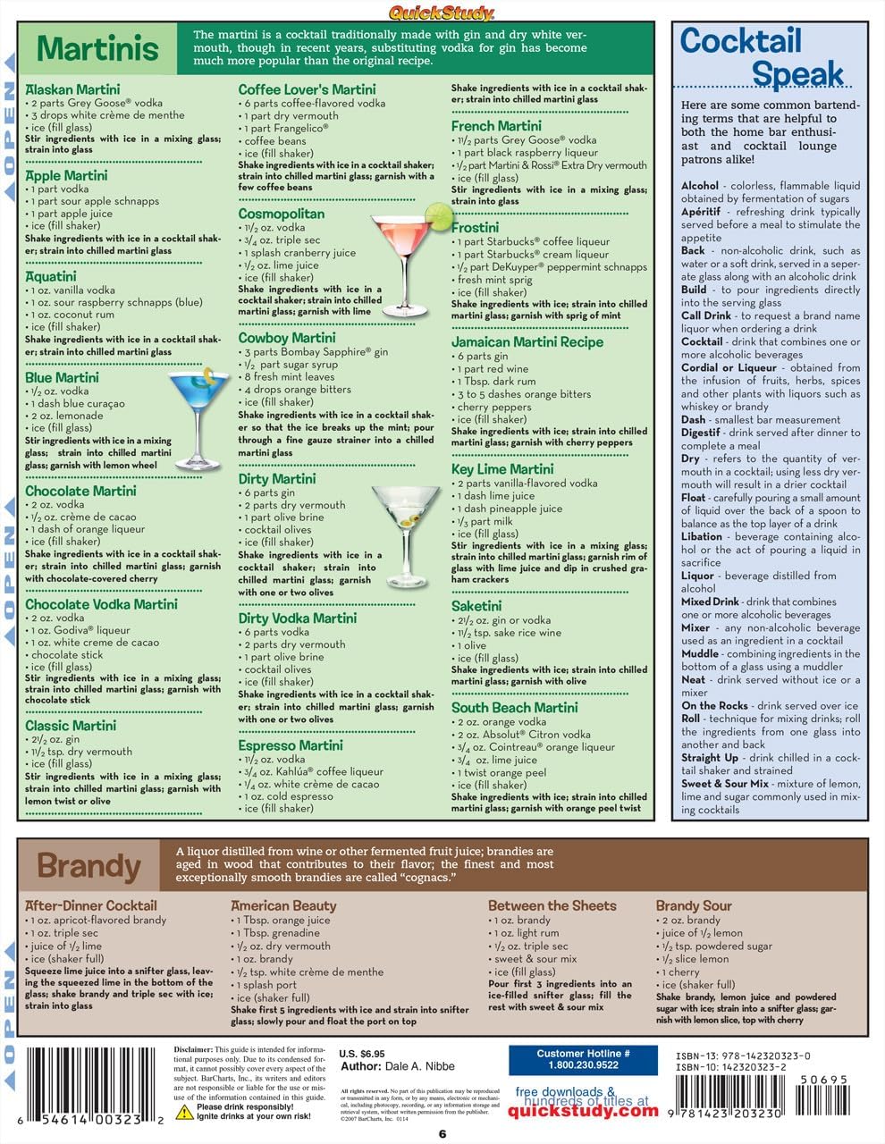 Bartender's Guide To Cocktails: a QuickStudy Laminated Reference Guide (Quick Study Home)