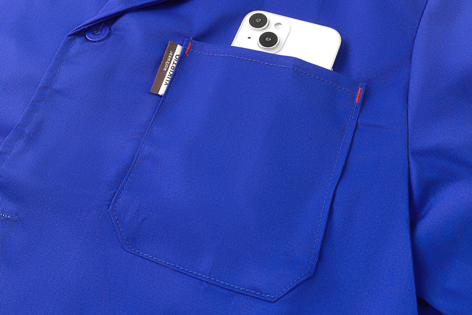 Homme Blouse de Travail Manches Longues Veste de Travail Bleu de Travail Industrie à Boutons Blouse d'Atelier Blouse de Laboratoire