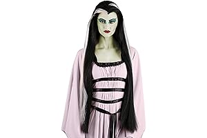 Women's The Munsters Lily Munster Costume Cosplay Wig, Long Black & White Hair