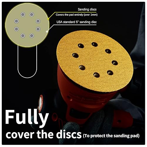 Miniatura 2 de Discos de Lijado de 5 Pulgadas con Gancho y Lazo  Surtido de Papel de Lija de Grano 6080120220320  Almohadillas de Lijadora Orbital  Papel de Lija