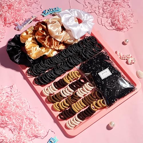 Miniatura 5 de Accesorios para el cabello de color, bandas elásticas, scrunchies, sujetadores de cola de caballo, juego de cuerdas sin rastro para niñas, mujeres,