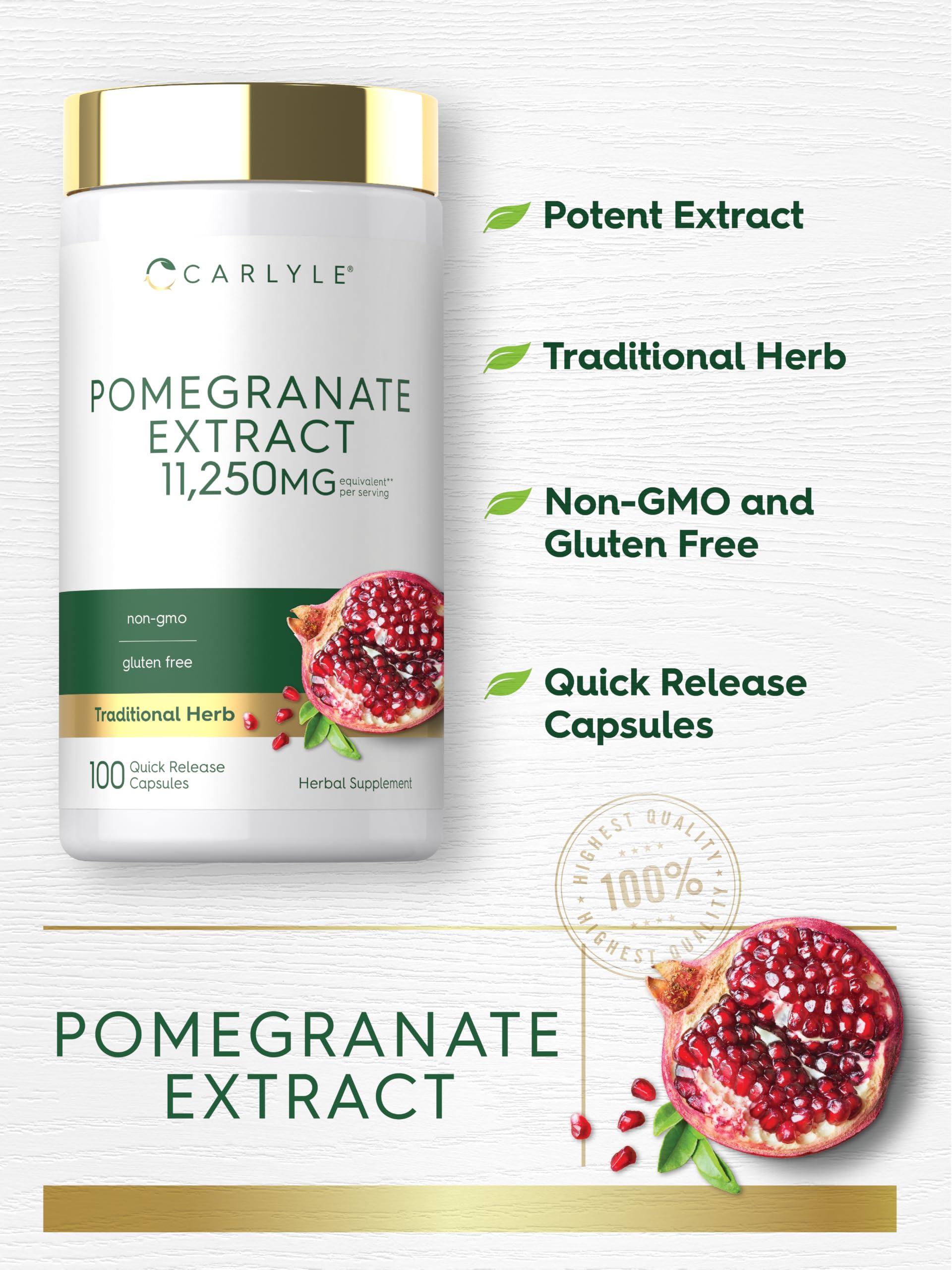 Carlyle Pomegranate Extract | 100 Capsules | Traditional Herb — Amazon image 4
