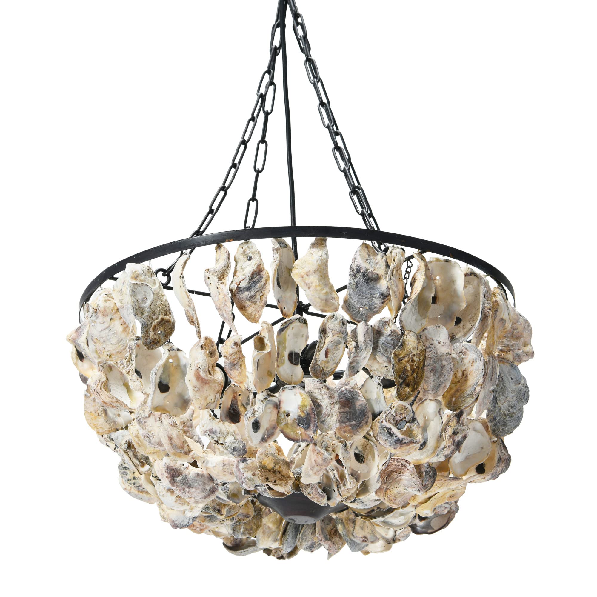 Creative Co-Op Metal and Draped Oyster Shell Chandelier, Multicolor