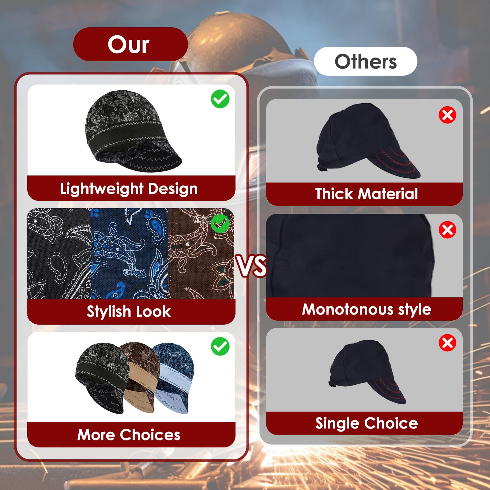 Fullsheild Welding Helmets | Protector y transpirable, cómodo y elegante, forro de casco de cachemira para soldador, electricista, campo petrolero de gas,