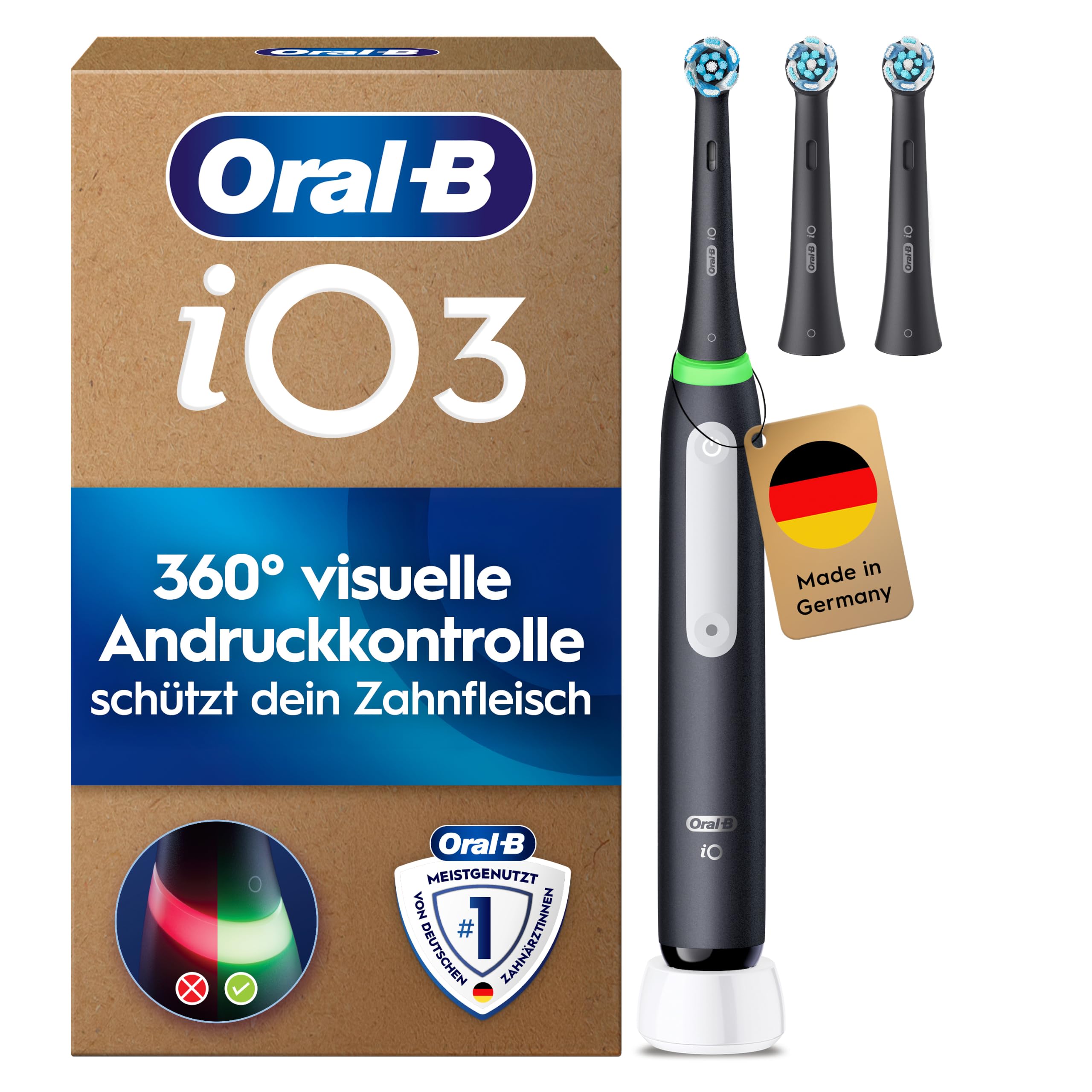 Oral-B iO Series 3 Plus Edition Elektrische Zahnbürste, Electric Toothbrush, drei Putzmodi für Zahnpflege, Designed by Braun, TESTSIEGER Stiftung Warentest (12, 2024), Matt Black