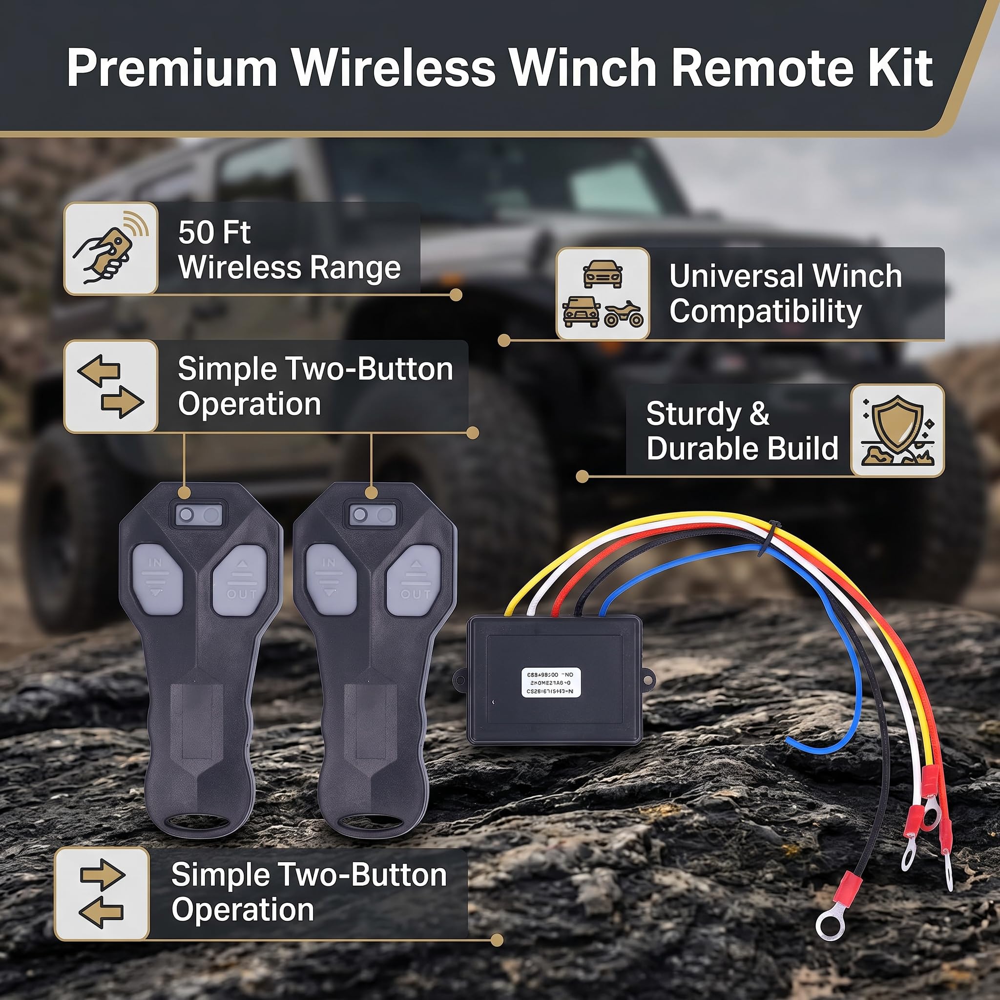 Kit Telecomando Wireless per Verricello 12V, 2 Telecomandi con Batteria, per Auto Camion ATV