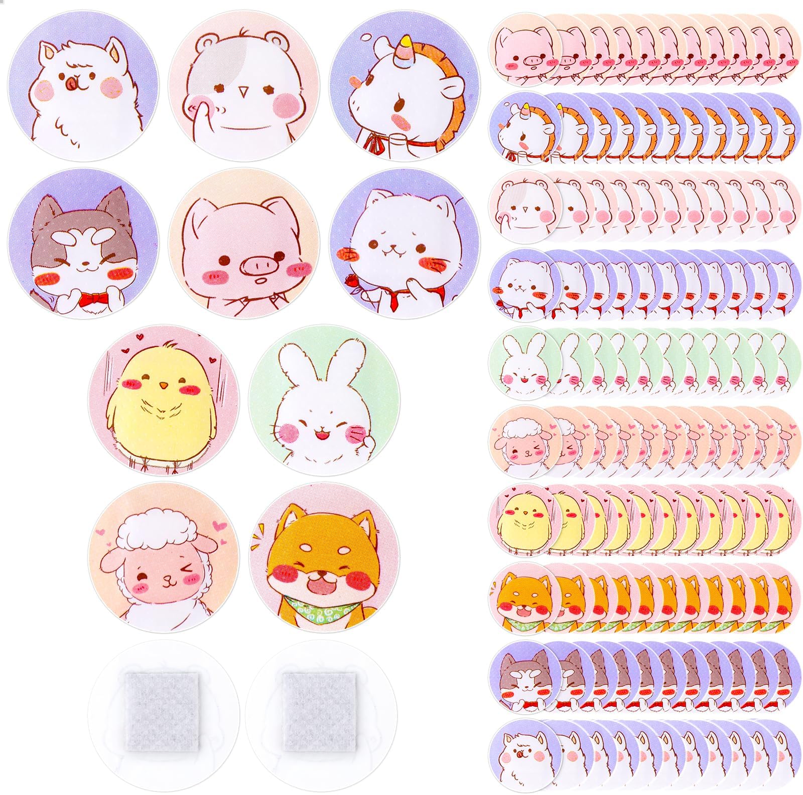 120Pcs Kids Bandages 10 Styles Cute Cartoon Bandaids Variety Pack,0.9In Round Vaccination Bandage Adhesive Dot Flexible Fabric Kids Bandaids for Small Wounds, Pimples, Vaccination and Blisters