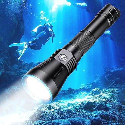 HAOYISHU Luz de buceo DV16 4000 lúmenes Luces de buceo Buceo IPX8 Linterna submarina impermeable para buceo, buceo, buceo, espeleología, equipo de