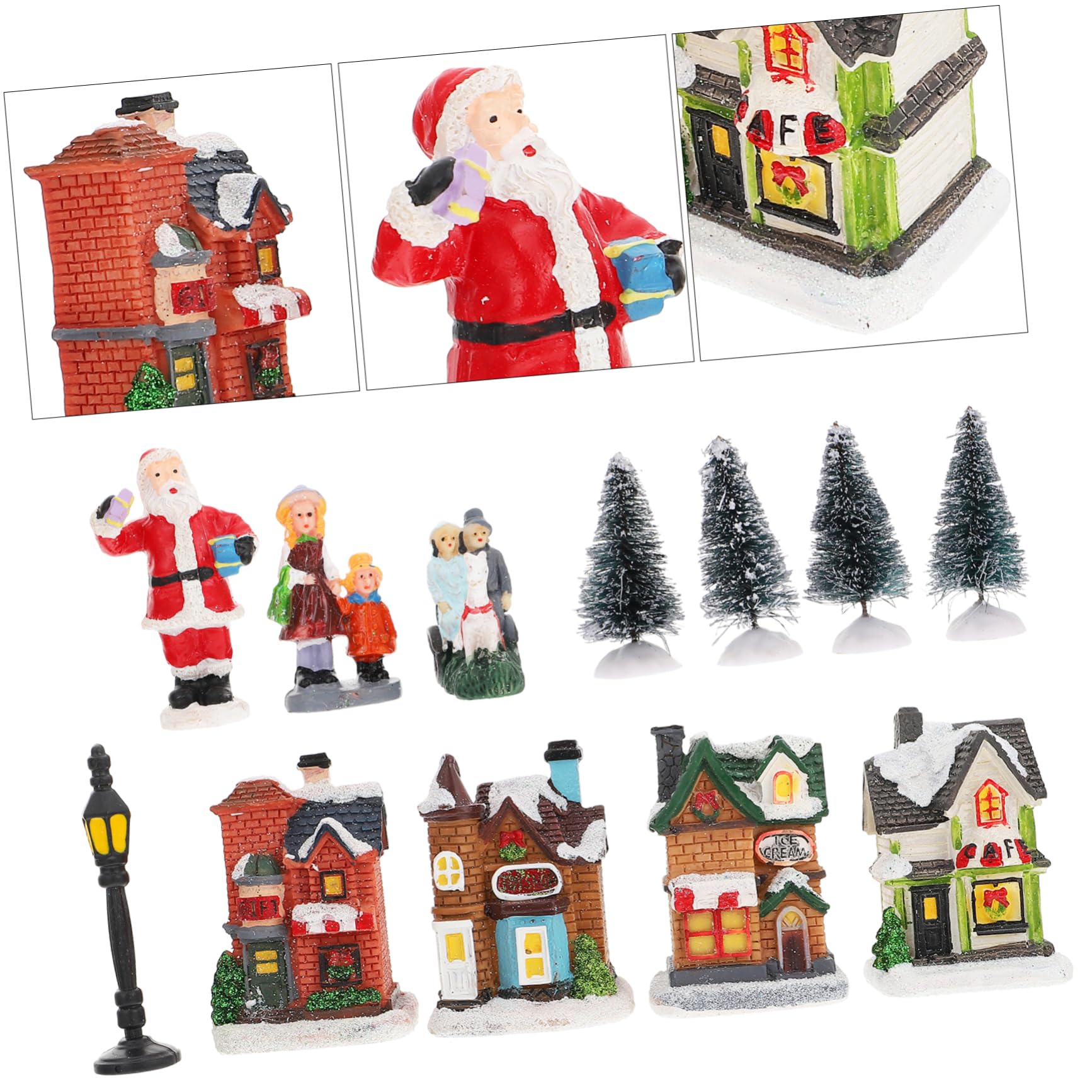 Cabilock Adornos Luminosos para Casas de Nieve Villas Navideñas Iluminadas de Resina Decoraciones de Pueblo Navideño para Casa para Decorar el Árbol de Navidad Mesa de Navidad