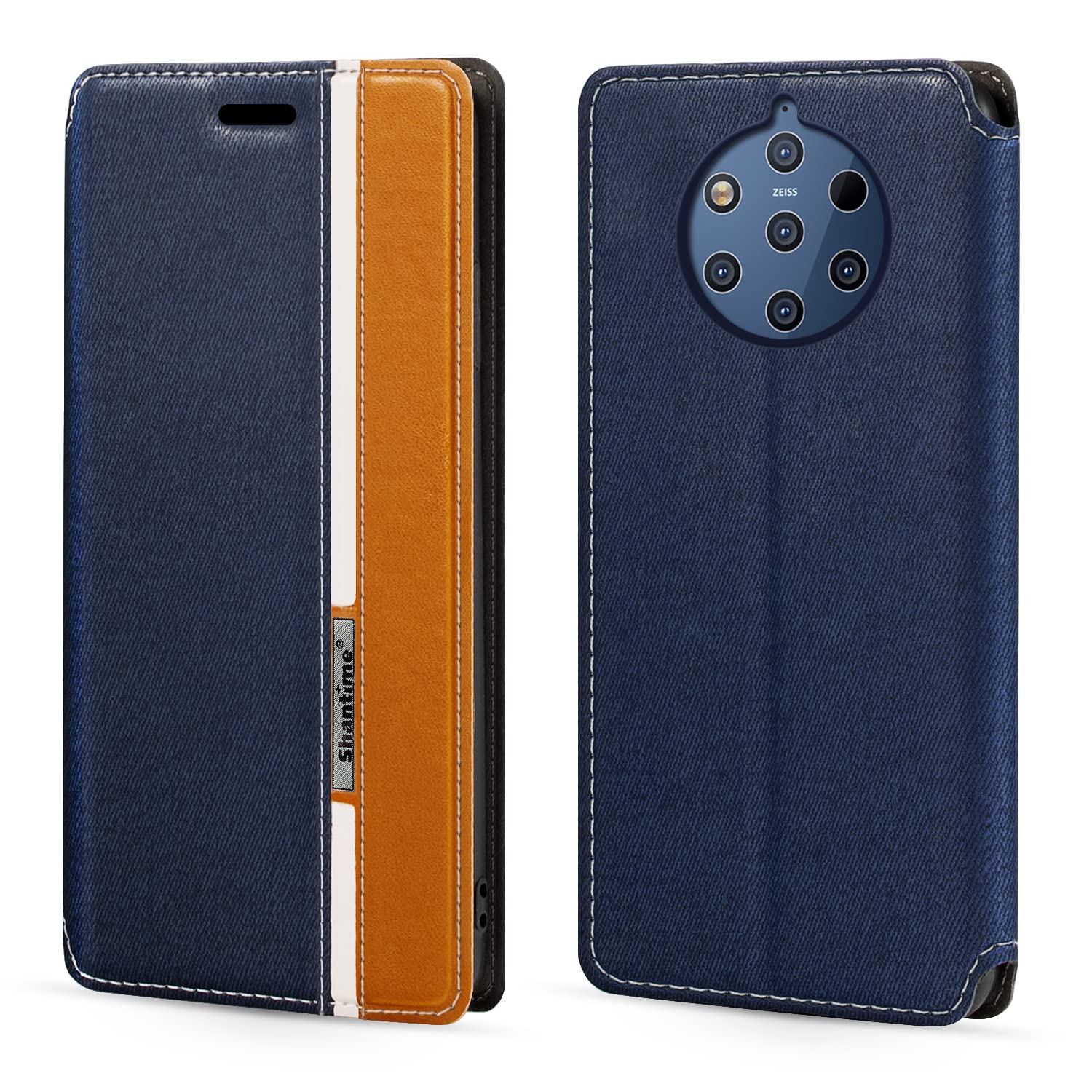 Leder Handyhülle Für Nokia 9 PureView, Flip Case Mit Kartenfächern, Standfunktion & Magnetverschluss - Blau