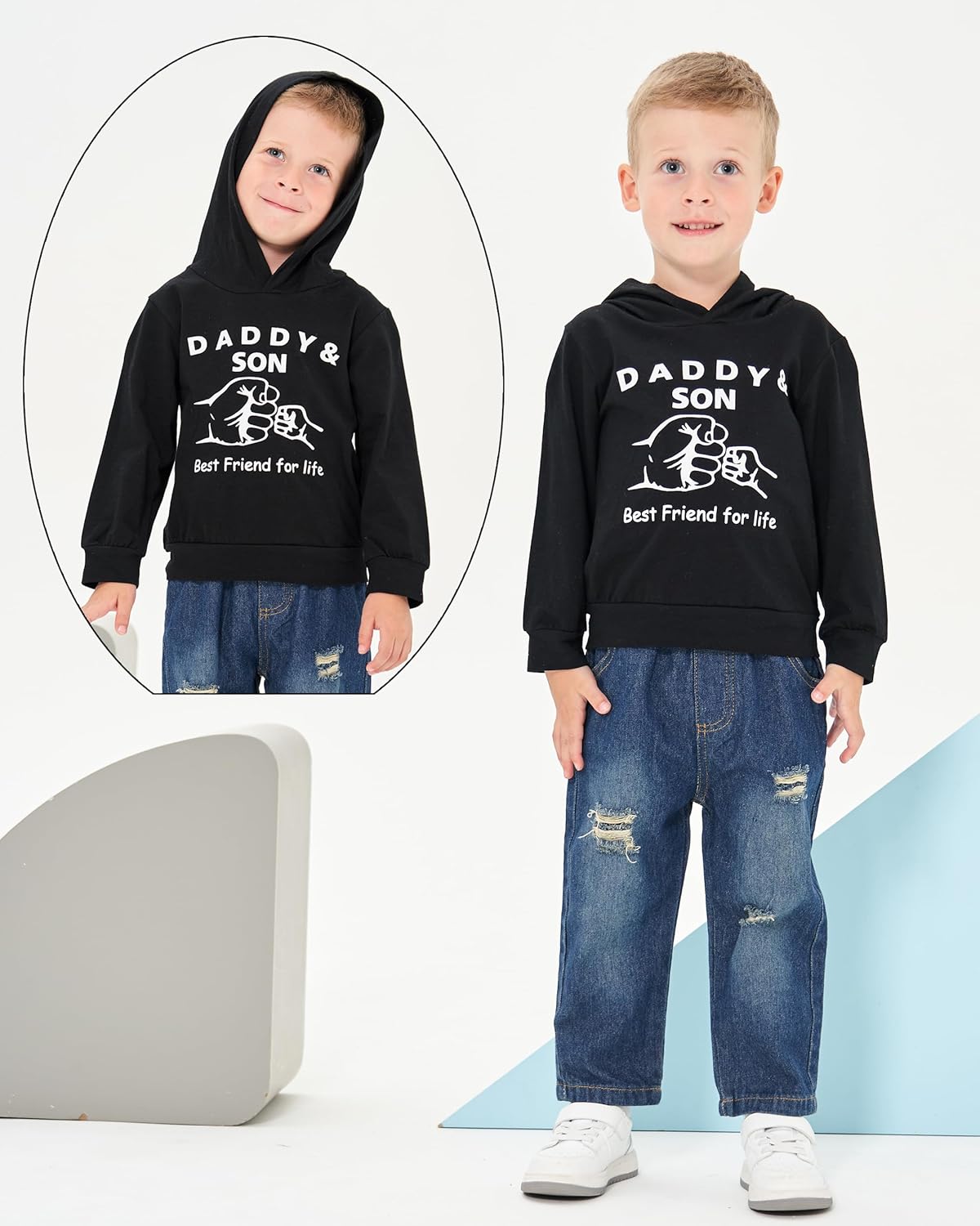 Renotemy Toddler Baby Boy Clothes Denim Outfits Infant Hooded Sweatshirt Jeans Pants Little Boys Clothing - Image 2