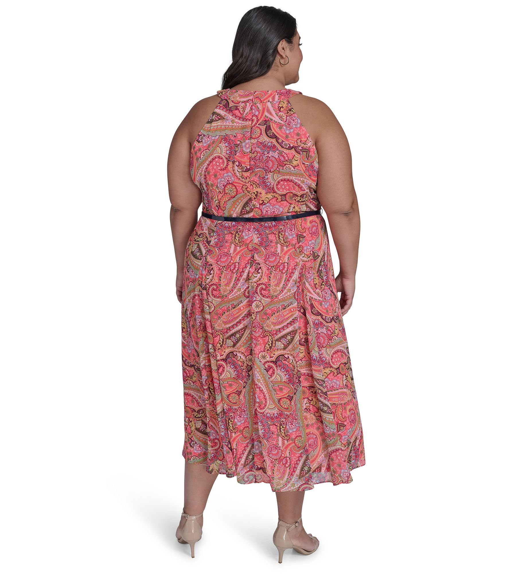 Tommy Hilfiger Adaptive Tommy Hilfiger Women's Floral Belted Halter Dress Vestito Casual Donna