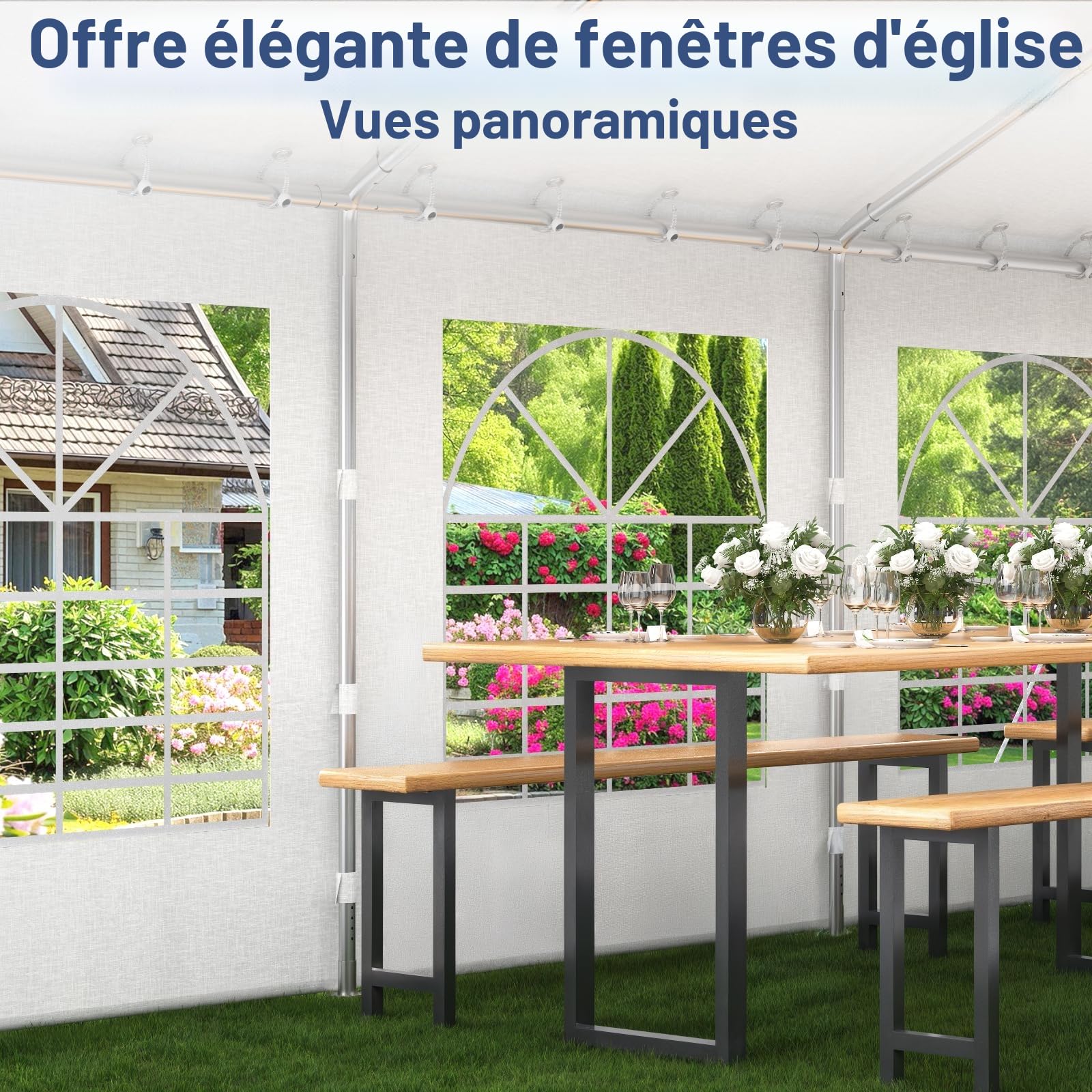 Devoko Tente de Reception,Barnum avec Protection UV 50+,Tente Reception 560g/m² Bâche PE,tonnelle de Jardin Exterieur,Barnum Pliant pour Les réunions de Famille fêtes Mariages,Blanche