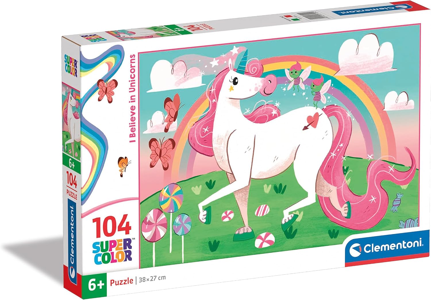 Clementoni - 27109 - Supercolor Unicorn Brilliant - Puzzle for Children - 104 Pieces