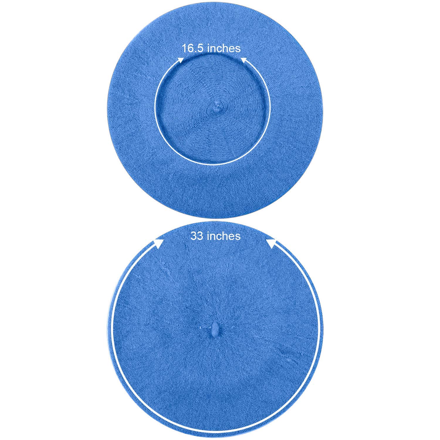 Ventewa Unisex Wool Blend Beret Cap (Raj-YF_Sky Blue_Free Size) - Image 3 thumbnail