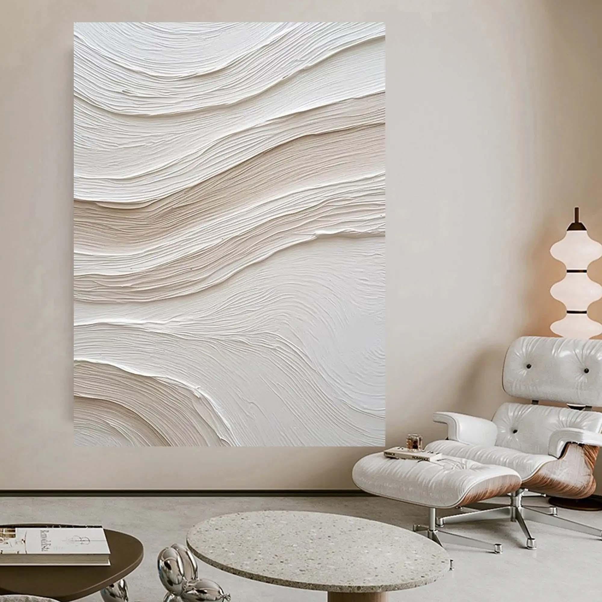18meng Art Wandbilder Dekoration Klassizismus Bilder auf Leinwand 200x100 cm Groß XXL Beige Weiß Einfachheit Leinwandbild Wohnzimmer Schlafzimmer Deko Wand Kunstdruck Wanddeko Bilder Ungerahmt