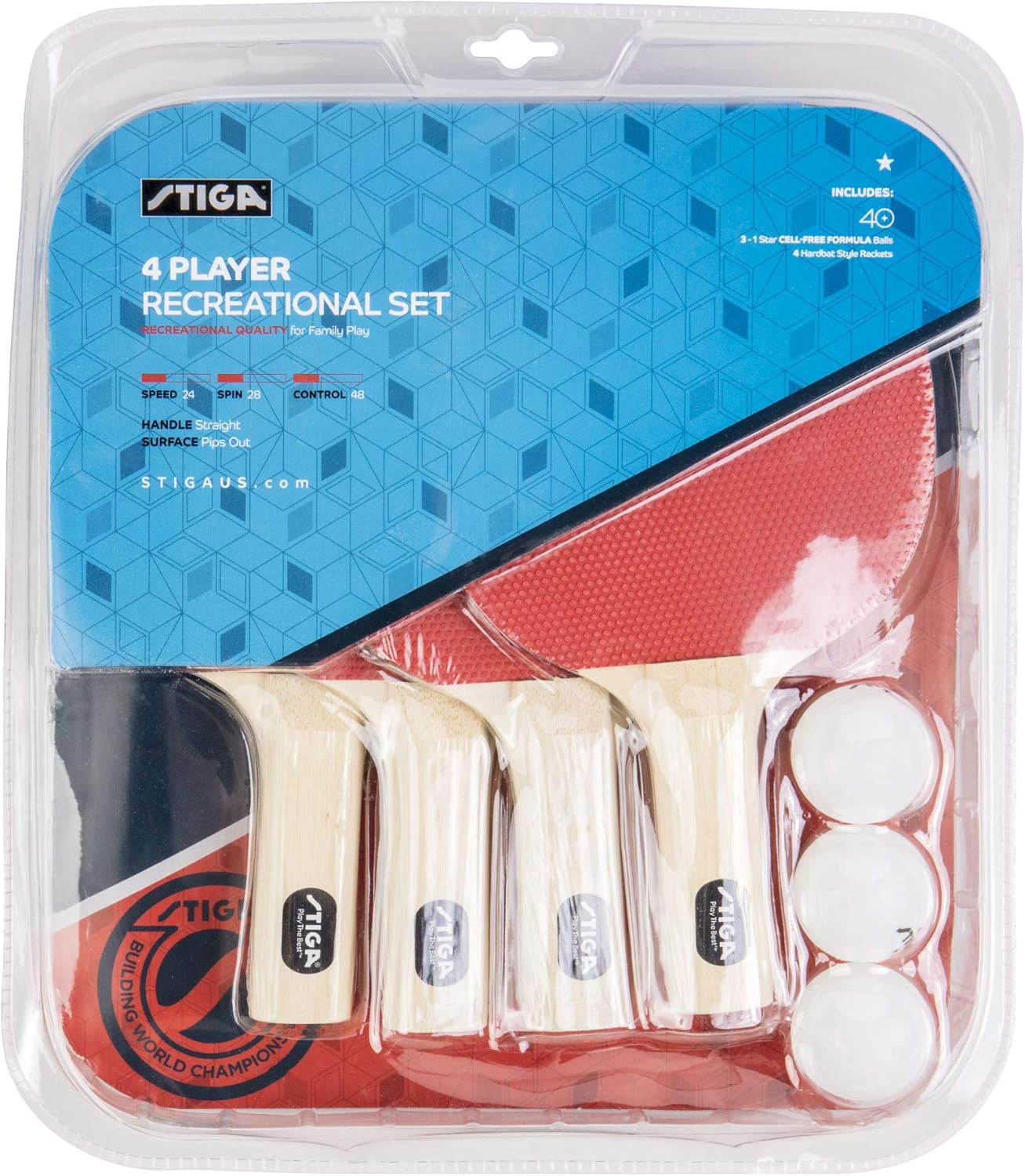 STIGA Classic 2 Player and 4 Player Ping Pong Set - Table Tennis Rackets