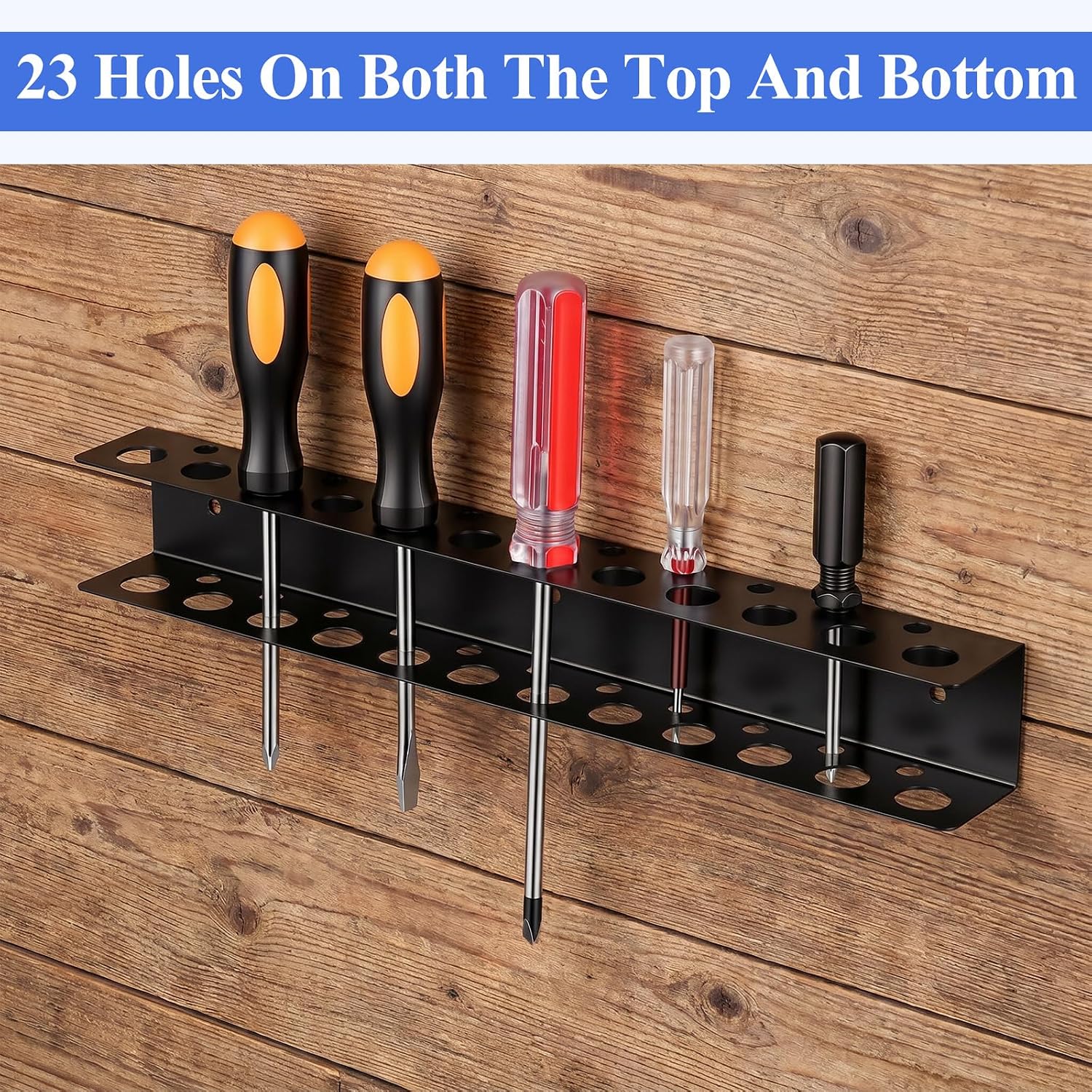 3 Pcs Screwdriver Holder Wall Mount with 23 Holes, Heavy Duty | Metal Utility Storage Rack Screwdriver Organizer Hand Tools Organizer for Pliers Small Tools Garage Workshop Shed