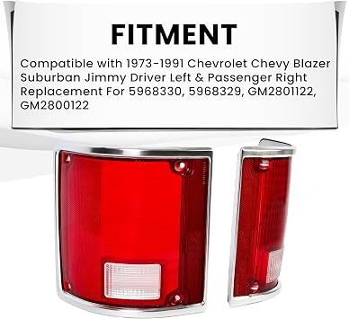 HECASA Tail Light Lens Compatible with 1973-1991 Blazer Suburban Jimmy