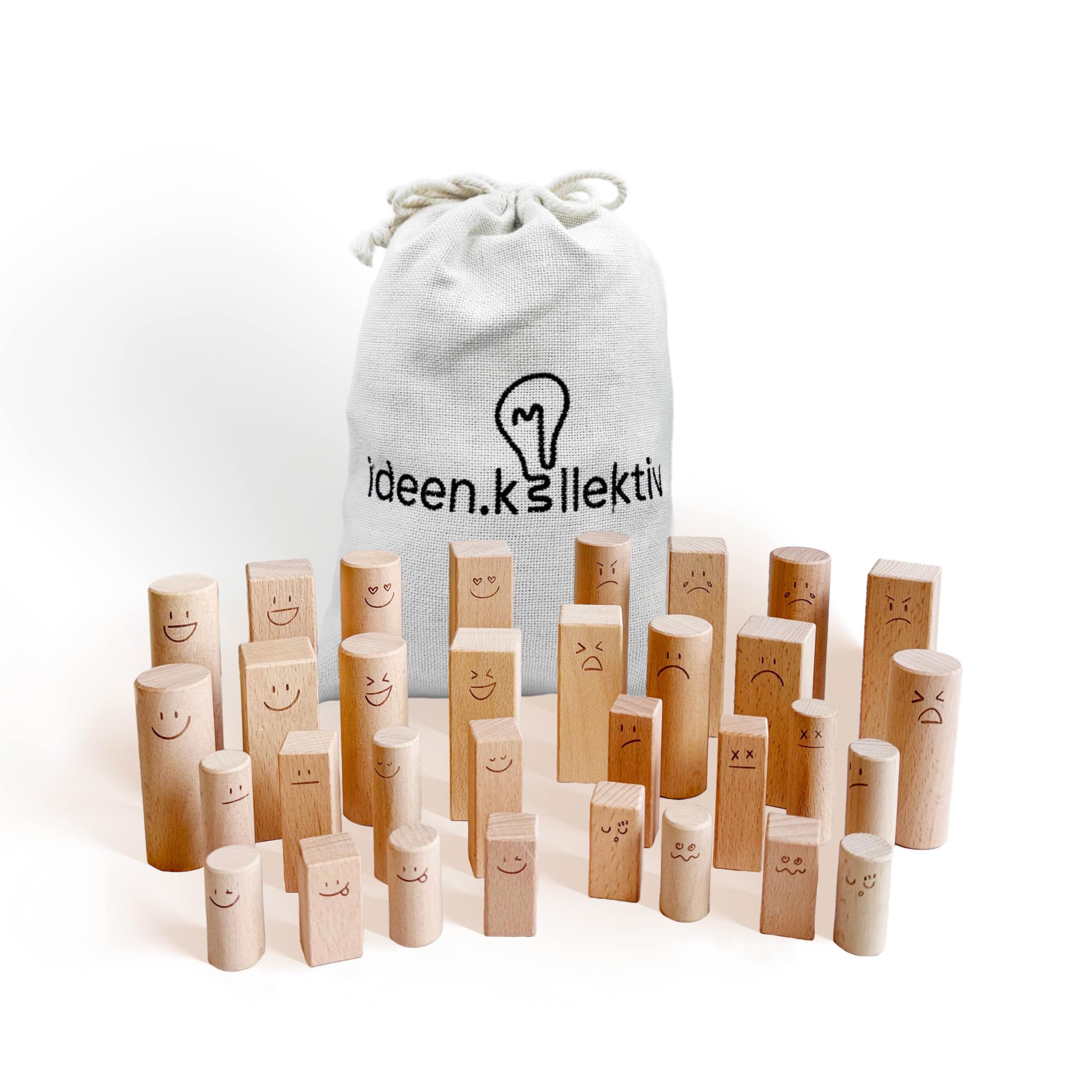 Systembrett Pro Figuren mit Emotionen - 32 Premium Figuren für systemische Aufstellung, Coaching, Therapie und Beratung - Stellvertreterfiguren für Familienaufstellung