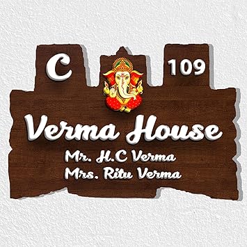 Heartsly Personalized Name Plates for Home Entrance (12x8 inch) | Customized Wooden Board with Acrylic Letters for House Office Flat Door Decoration